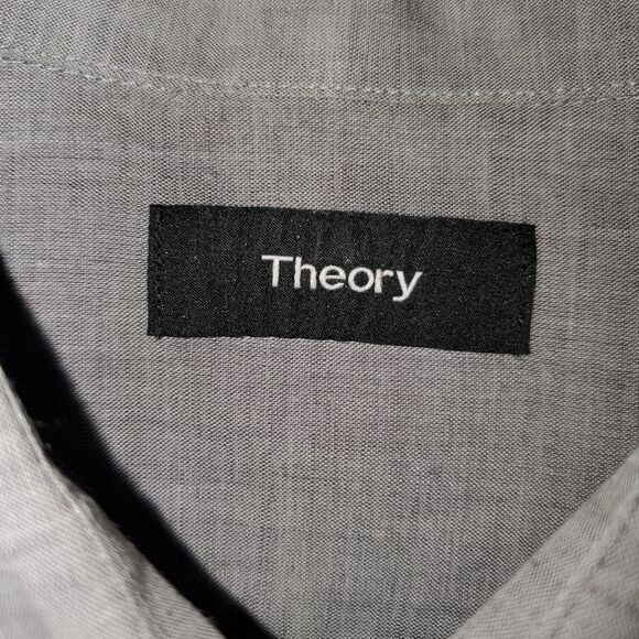 Theory Men´s Zack Ramiro Linen Cotton Blend Button Gray Long Sleeve Shirt M - Picture 4 of 10